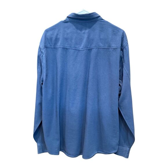 Lucky Brand Snap Front Western Utility Shirt Blue Long Sleeve Mens Size XL - Picture 12 of 13